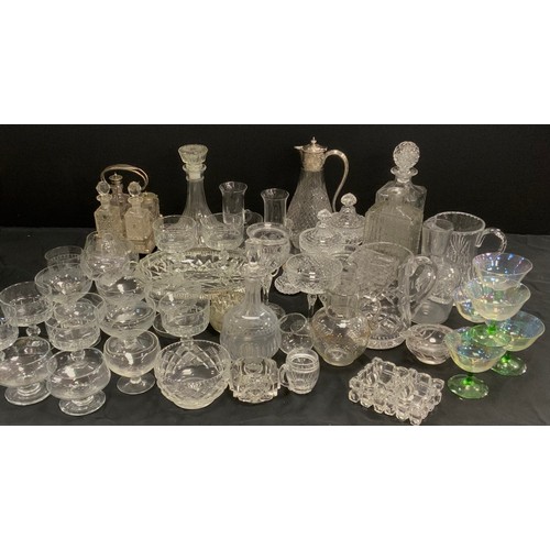 174 - Glass - Victorian and later including decanters, wine glasses, champagne coups, Claret jug, plated m... 