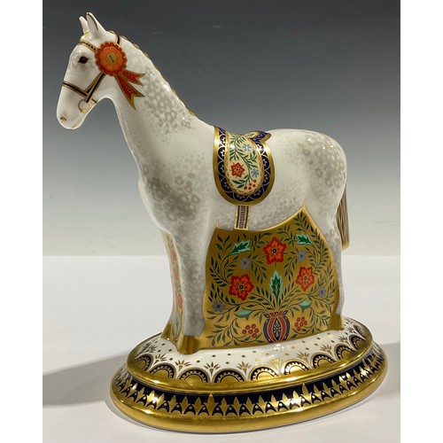 5168 - A Royal Crown Derby paperweight, Show Pony, designed by Jane James, limited edition 55/450, gold sto... 