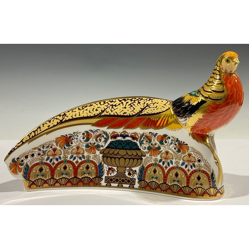 5185 - A Royal Crown Derby paperweight, The 250 Collection Golden Pheasant, to celebrate 250 years of China... 