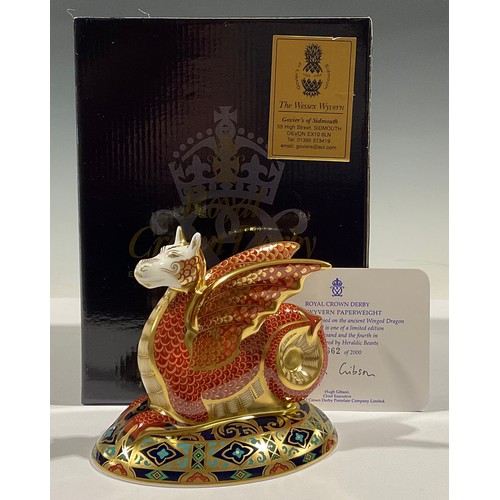 5204 - A Royal Crown Derby paperweight, The Wyvern, inspired by Heraldic Beasts, designed by Louise Adams, ... 