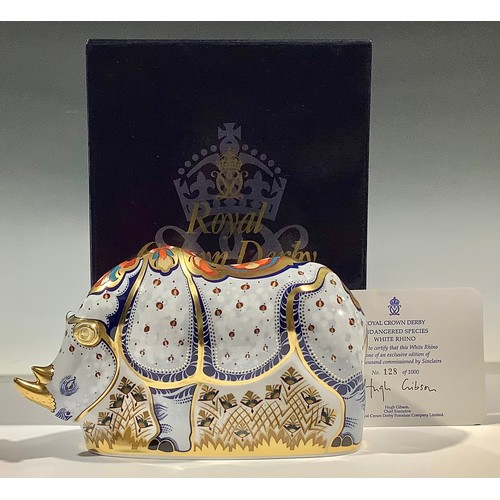 5217 - A Royal Crown Derby paperweight, White Rhino, Endangered Species Collection, Sinclairs exclusive com... 