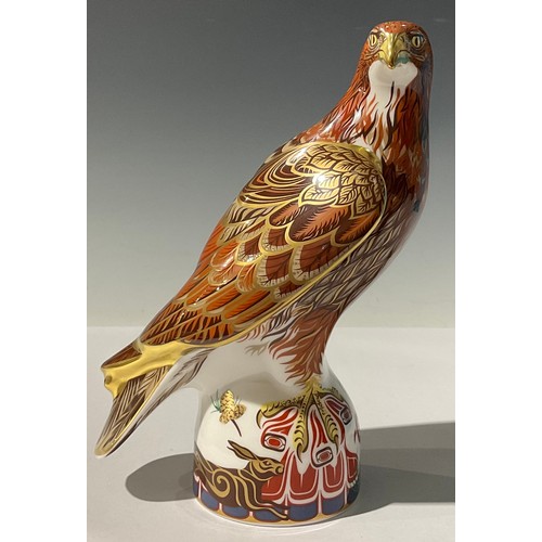 5071 - A Royal Crown Derby paperweight, Golden Eagle, limited edition 42/750, gold stopper, 20.5cm, printed... 