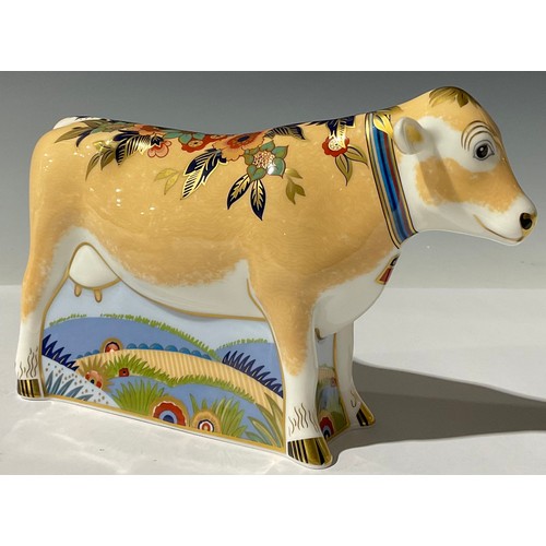 5102 - A Royal Crown Derby paperweight, Lily The Cow, Visitor's Centre exclusive gold backstamp, limited ed... 