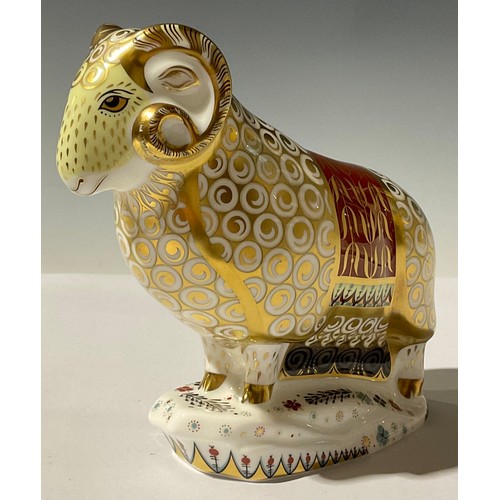 5196 - A Royal Crown Derby paperweight, The Ram of Colchis, specially commissioned by Connaught House, desi... 