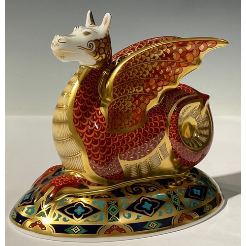 5200 - A Royal Crown Derby paperweight, The Wessex Winged Wyvern, designed by Louise Adams, limited edition... 