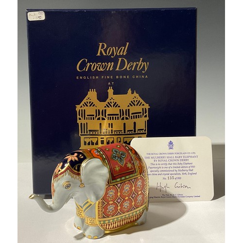 5193 - A Royal Crown Derby paperweight, The Mulberry Hall Baby Indian Elephant, specially commissioned by M... 