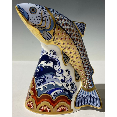 5238 - A Royal Crown Derby paperweight, Leaping Salmon, available exclusively from Sinclairs at Culzean Cas... 