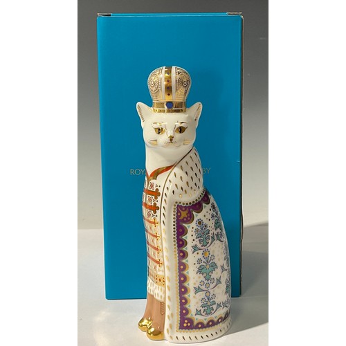 5253 - A Royal Crown Derby Royal Cats model, Russian Cat, 22cm, red printed RCD stamp and marks to the base... 