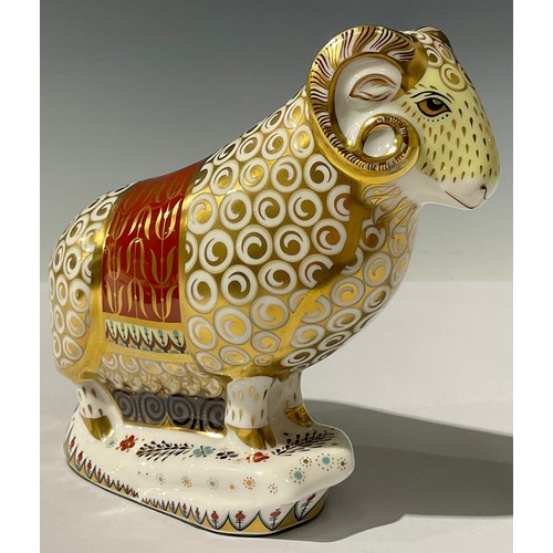 5195 - A Royal Crown Derby paperweight, The Ram of Colchis, designed by Tien Manh Dinh and specially commis... 