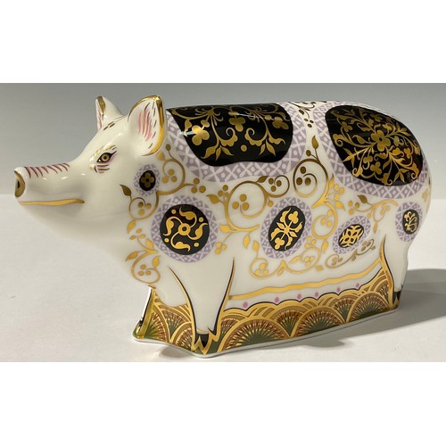 5177 - A Royal Crown Derby Paperweight, Spotty Pig, number 1,203 of a limited edition of 1,500 exclusive to... 