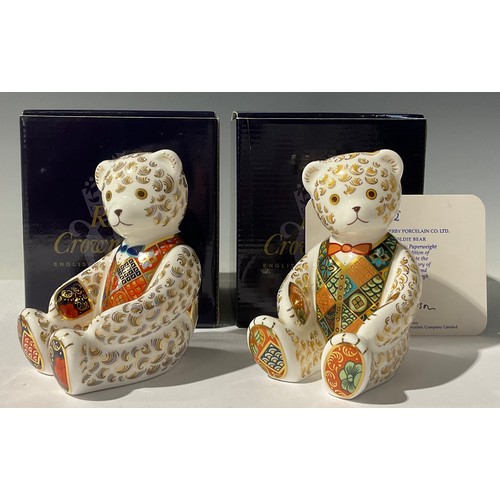 5228 - A Royal Crown Derby Teddy Bear Paperweight, Regal Goldie Teddy Bear, 11.5 cm, this is number 101 of ... 