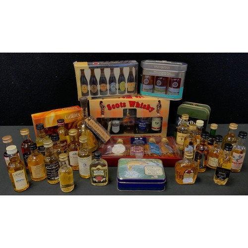 104 - whisky  & Spirits - assorted single malt and blended  miniatures etc inc Bruichladdich, Ardbeg, Poit... 