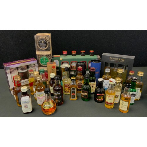 115 - whisky  & Spirits - assorted single malt and blended miniatures etc, Tomintoul, Penderyn, Old St And... 