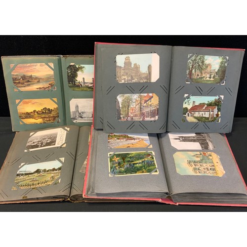 241 - Postcards - four Edwardian postcard albums containing approx 500 cards inc Sheffield, Barnsley, York... 