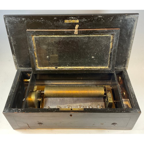 266 - A Swiss cylinder musical box, c.1880, 12cm high x 41cm x 19.5cm.