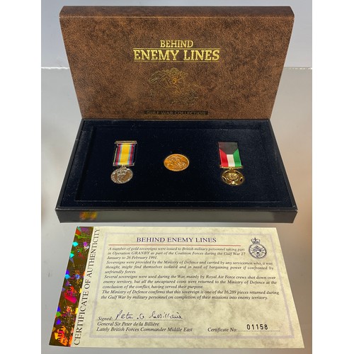 276 - Coins & Tokens - Royal Mint 'Behind Enemy Lines' gold sovereign Gulf War Collectors set, comprising ... 