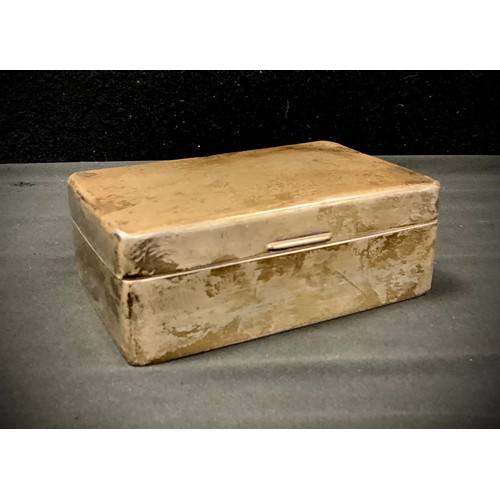 296 - A silver cigarette box, cedarwood liner, Addie Brothers, Birmingham 1927, 13.3ozt gross