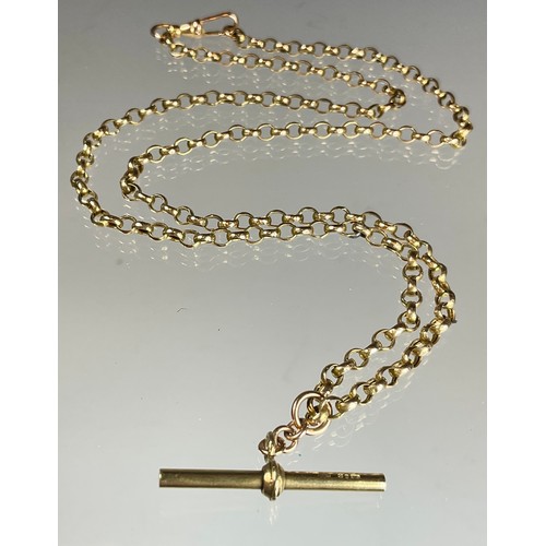 321 - A fine link 9ct gold Albertina rollo link watch chain necklace, 46cm long, 5.8g gross