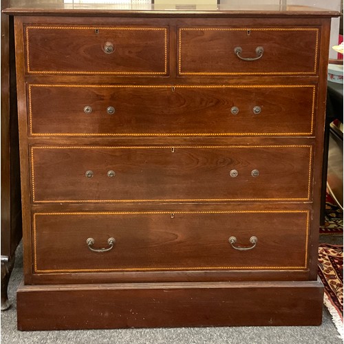 210 - An Edwardian mahogany chest of two short over three long graduated drawers, 108.5cm high, 106.5cm wi... 