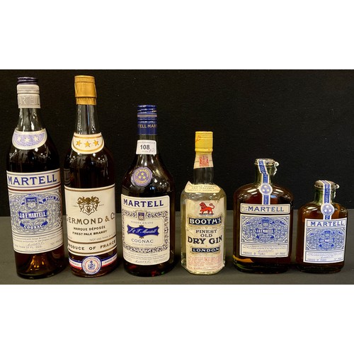 108 - Brandy & Cognac - French Germond & Co finest Pale Brandy, 70 proof, Martell 70 proof, 24fl oz, x2, t... 