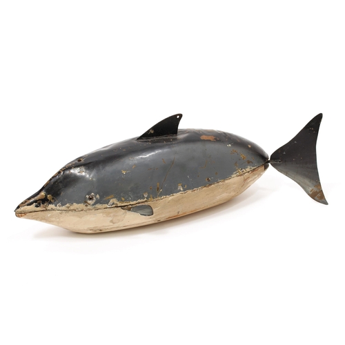 7206 - Folk Art & Automata - a rare late 19th century swimming automaton toy, in the form of a Whale, the w... 