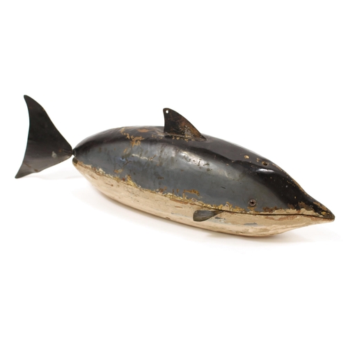 7206 - Folk Art & Automata - a rare late 19th century swimming automaton toy, in the form of a Whale, the w... 