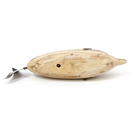 7206 - Folk Art & Automata - a rare late 19th century swimming automaton toy, in the form of a Whale, the w... 