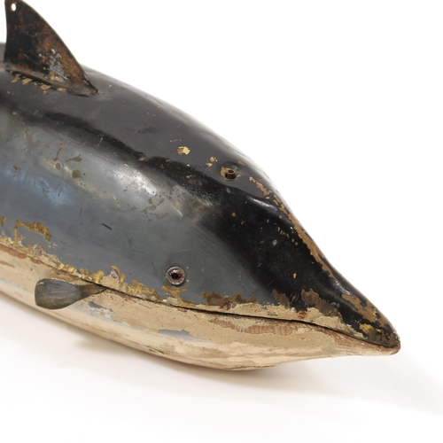 7206 - Folk Art & Automata - a rare late 19th century swimming automaton toy, in the form of a Whale, the w... 