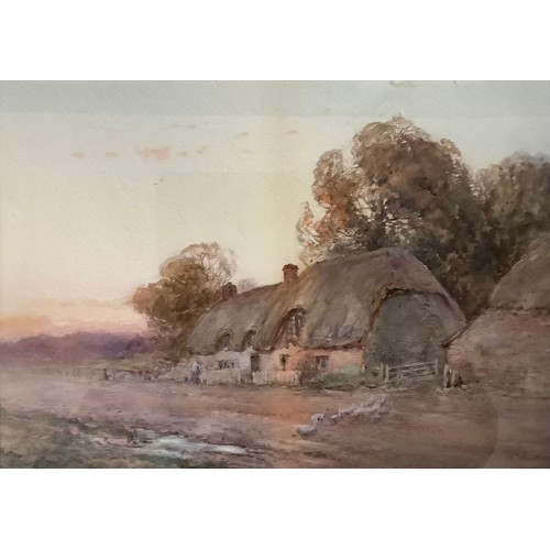 3071 - William Ramsey 
Thatched Cottage with Figure and Geese  
signed, watercolour, 25cm x 34.5cm