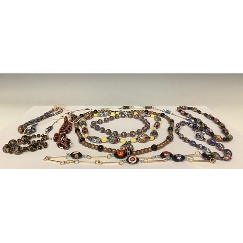 3098 - Jewellery - a collection of millefiori glass bead necklaces of varying lengths (10)