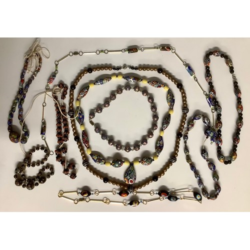 3098 - Jewellery - a collection of millefiori glass bead necklaces of varying lengths (10)