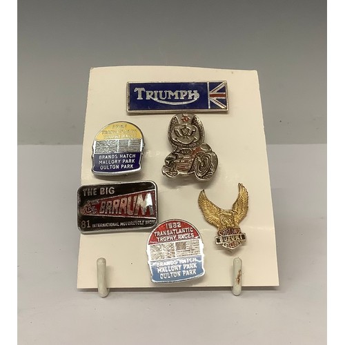 3159 - Badges - Motorcycle Interest - a pair of Transatlantic Trophy Races, 1981 & 1982 enamel badges; an I... 