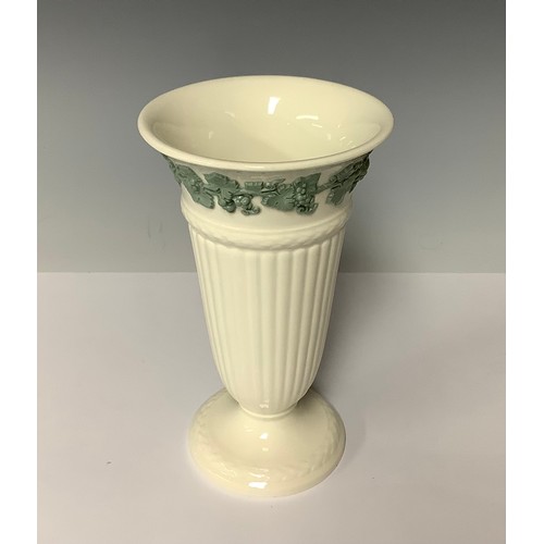 3174 - A Wedgwood Jasperware tapering cylindrical vase, in sage green and white; other similar Wedgwood Gre... 