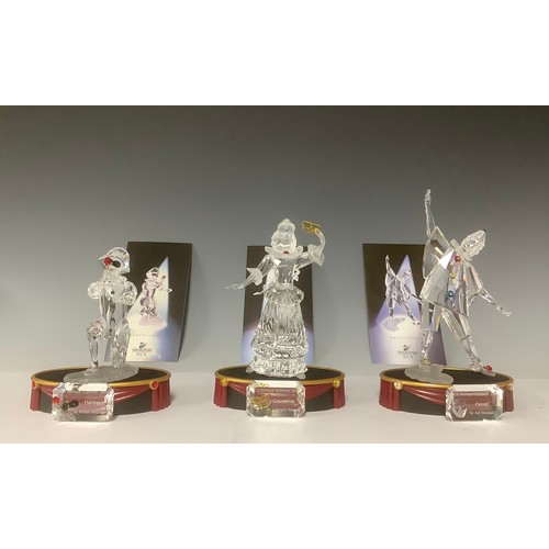 3180 - Swarovski - a set of three Masquerade trilogy figures, comprising Pierrot 1999, signed by the design... 