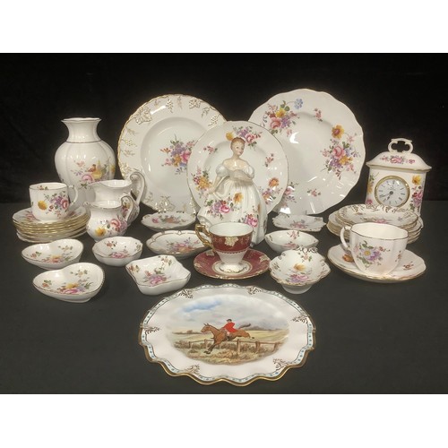 3232 - A Royal Crown Derby Posies pattern mantel clock, vase, Royal Doulton Marilyn figure, cupd and saucer... 