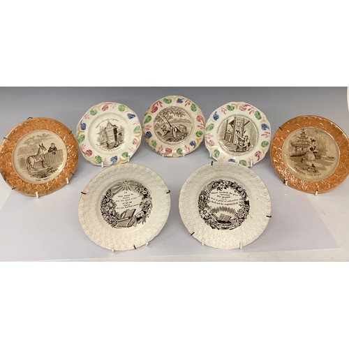 3238 - Ceramics - an early Victorian motto plate, acanthus border, inscribed ‘Constant dropping wears away ... 