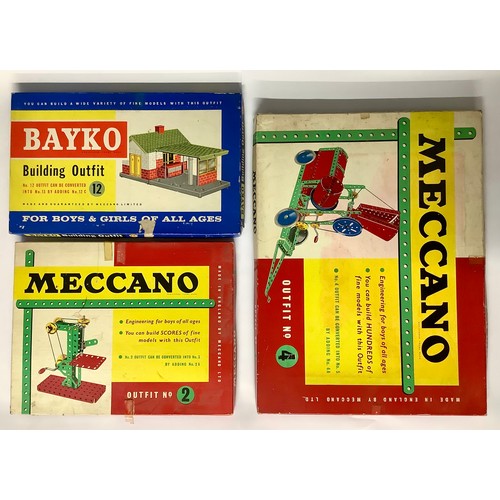 3248 - Collectables - Toys & Juvenalia - a Meccano Outfit No. 4 set; another, Outfit No. 2; a Bayko Buildin... 