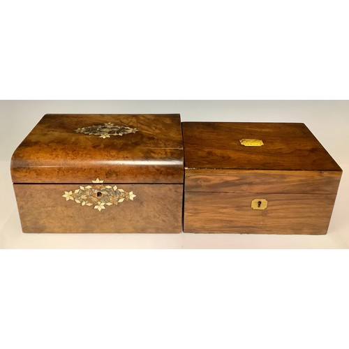 3264 - A Victorian rosewood work box; a Victorian mahogany work box (2)