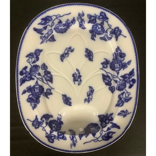 3276 - A large Royal Worcester shaped circular cabaret tray, the border printed with blue blossom, 50cm dia... 