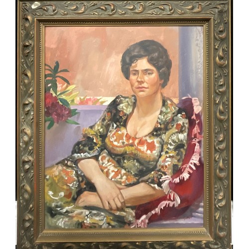 3295 - Pictures and Prints -  Gilbert  Seated Lady  unsigned, oil on board; a framed museum print, Frederic... 