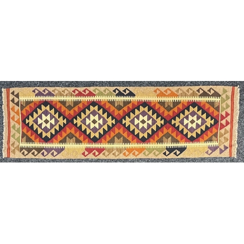 3300 - Rugs and Carpets - a Maimana kilim carpet runner, 195cm x 60cm