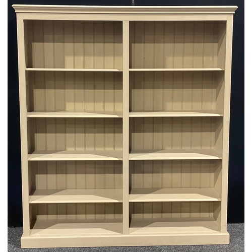 3402 - A painted pine open bookcase, 197.5cm high, 177.5cm wide, 36.5cm deep