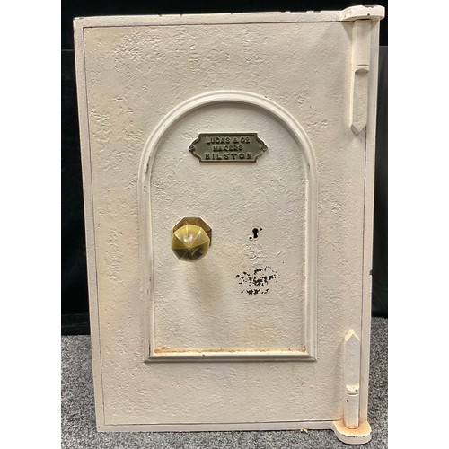 3403 - A Victorian safe, Lucas and Co, Bilston, painted white, with key, 71.5cm high