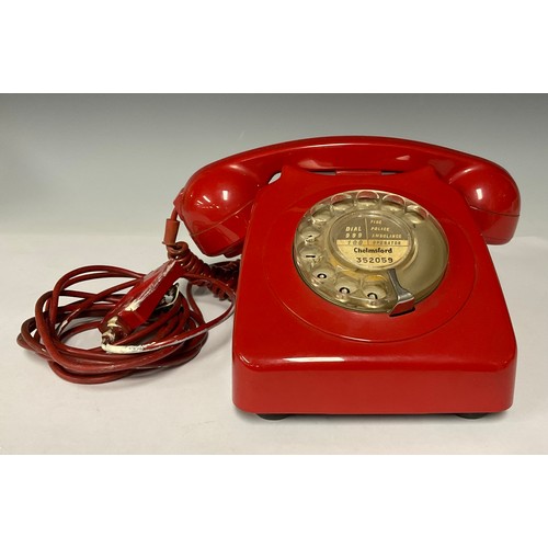 3409 - Boxes & Objects - Telephones - a 1960's rotary dial telephone, model 746F SPK 72/1, in red