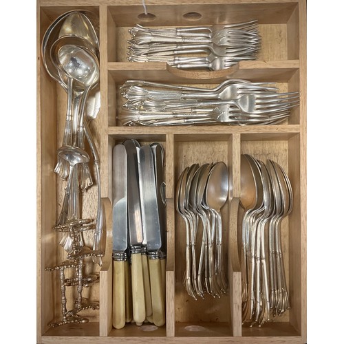 87 - A late 19th century canteen of 'Albany' pattern flatware for twelve including; knives, forks, servin... 