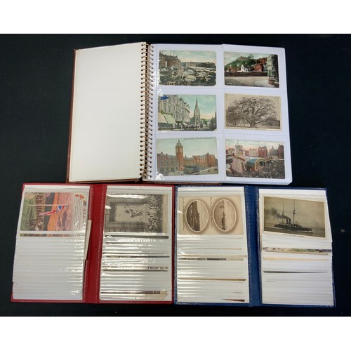 260 - Postcards - Edwardian and later, in three folders inc humorous, topographical, maritime inc Japanese... 