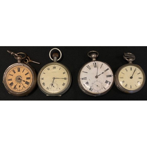 277 - A Victorian silver open face pocket watch, white enamel dial, bold Roman numerals, key wind movement... 