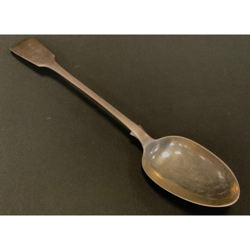 325 - A large Victorian silver serving spoon, William Eaton, London 1838, 31cm long, 4.99ozt