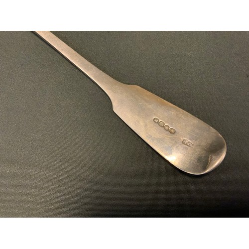 325 - A large Victorian silver serving spoon, William Eaton, London 1838, 31cm long, 4.99ozt