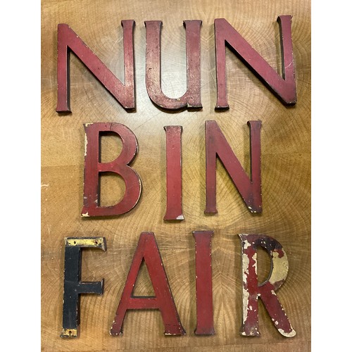 68A - Vintage shop sign carved wooden lettering, each letter approximately 20.5cm high, (10).